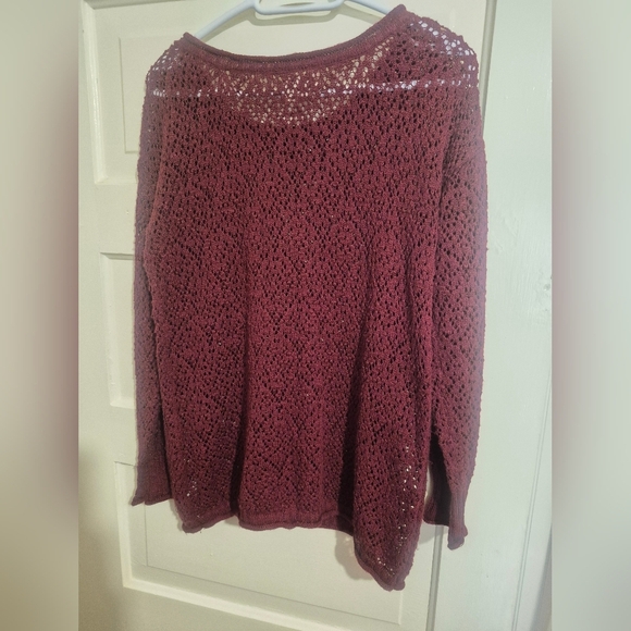LA Hearts Burgundy Open-Knit Boho Sweater - Picture 4 of 4